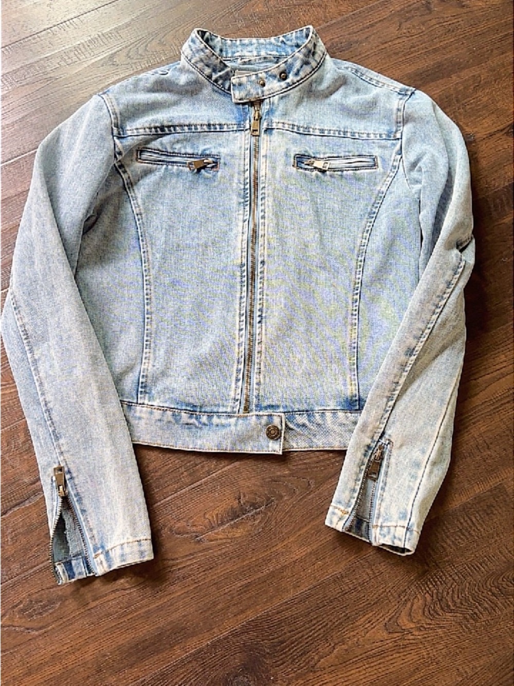 Stoosh Light Blue Denim Moto Jacket